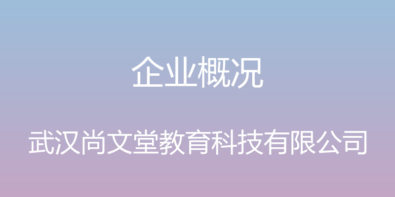 企业概况 - 武汉尚文堂教育科技有限公司